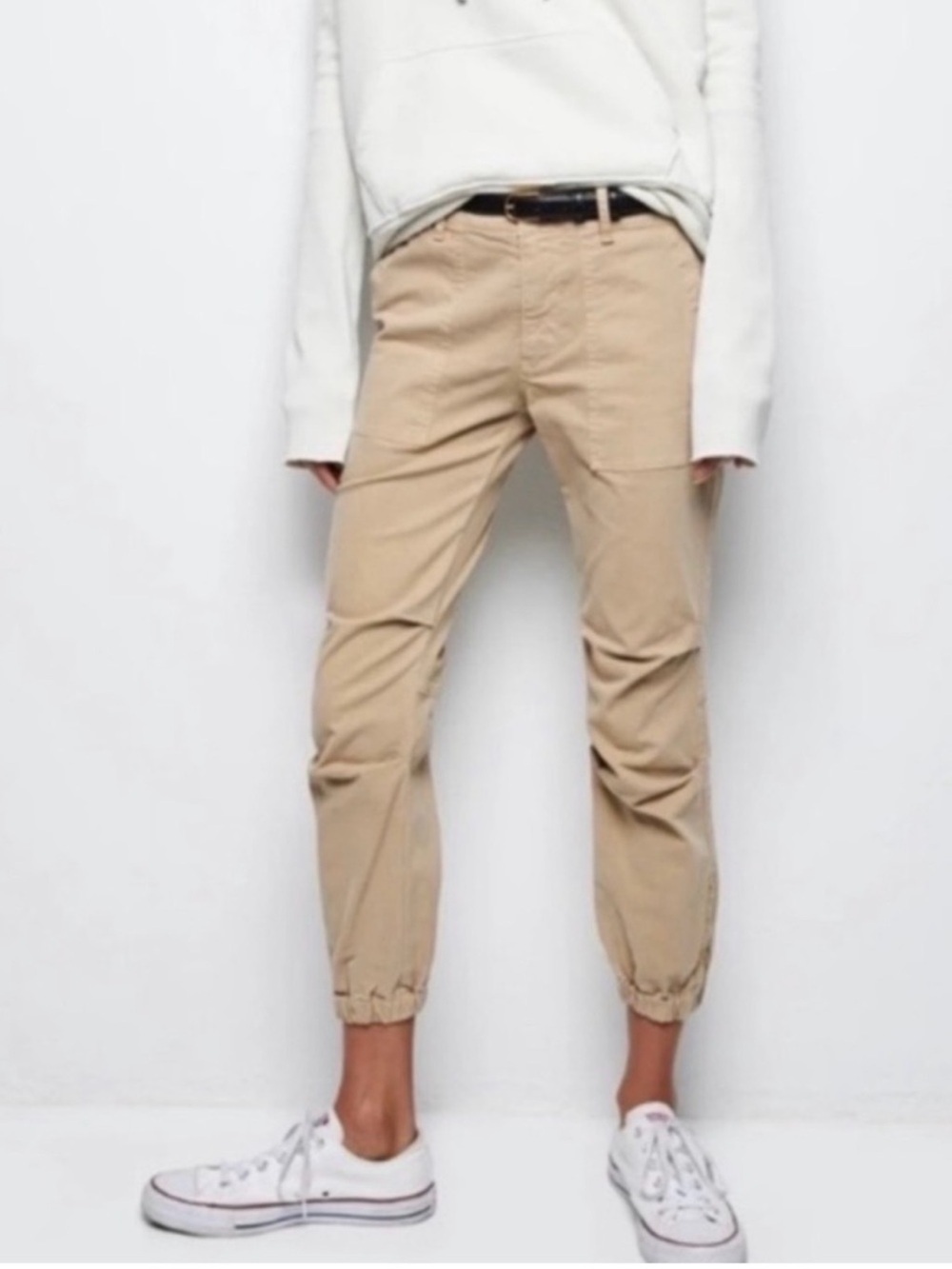 NILI LOTAN french military cropped pant utility khaki tan made in usa size 6